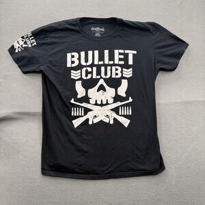 Bullet Club Shirt Mens XL Black Skull Guns Graphic Wrestling Tee New Japan